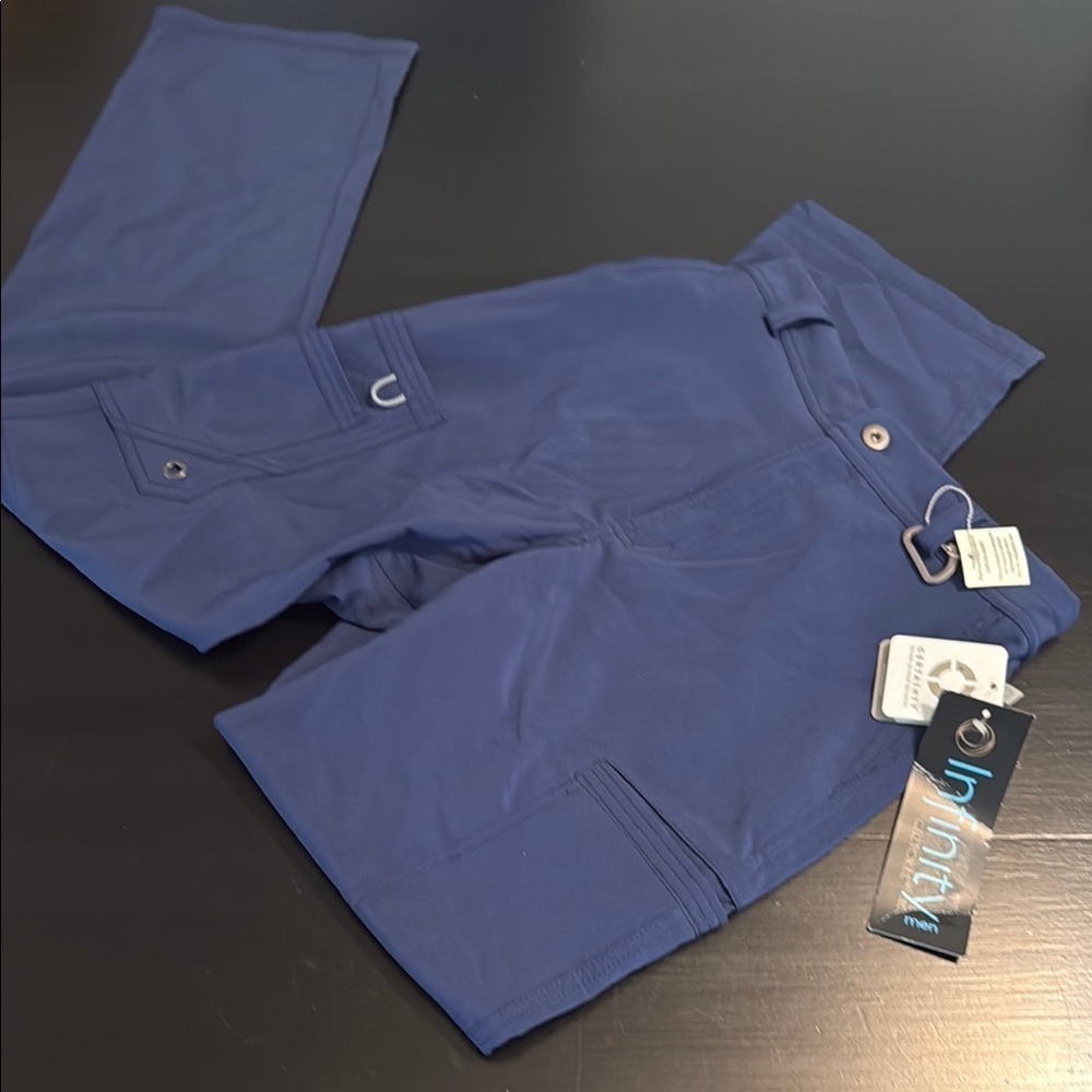Cherokee Infinity Mens Performance Scrub Pants Blue Cargo CK200A XS NWT